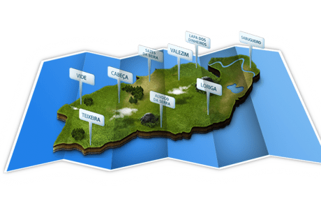 Mapa aldeias de montanha 3D design
